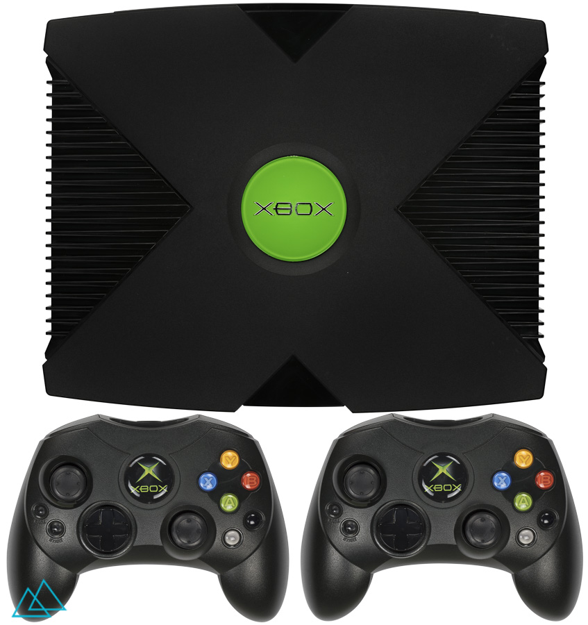 Top view of Microsofts first Video Game Console XBox from 2001