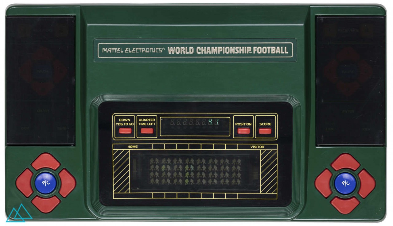 Top view dedicated video game console handheld Mattel Electronics World Championship Football